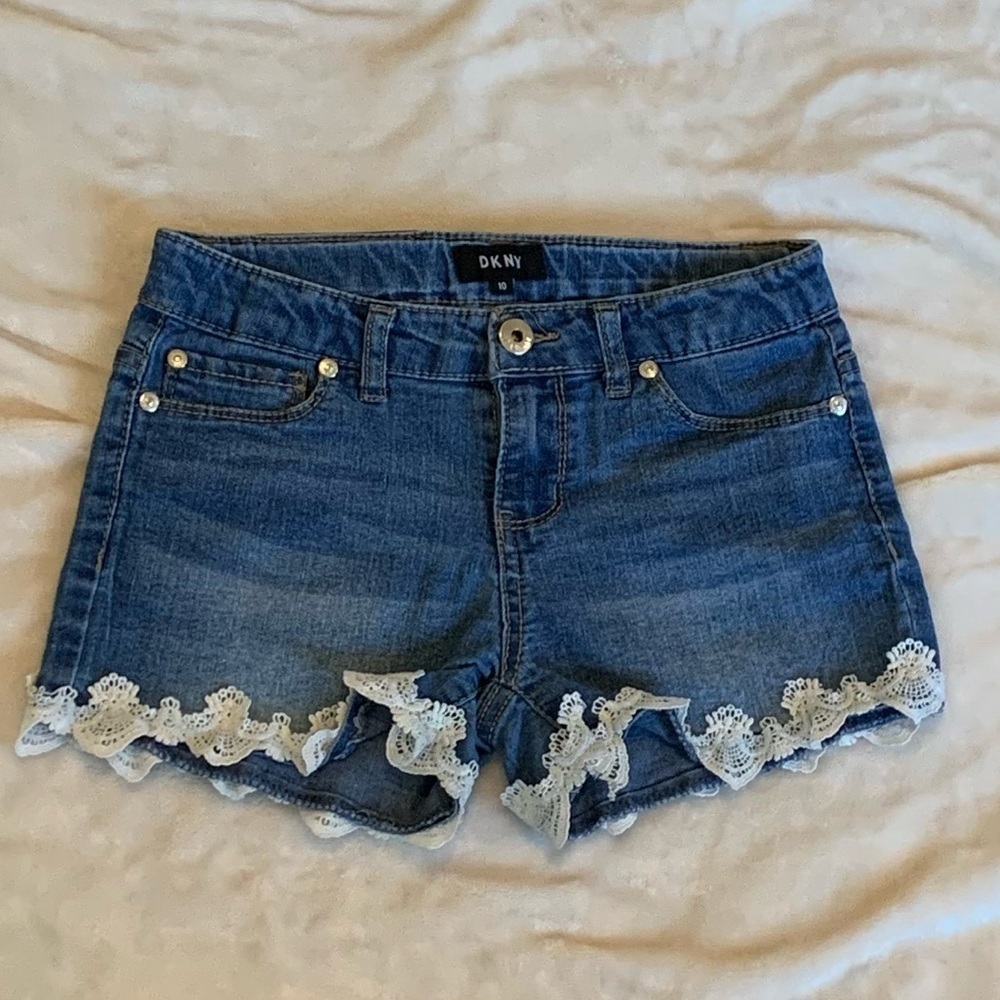 DKNY Girls 10/12 Shorts with Lace Trim